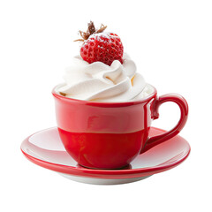 Red cup dessert with whipped cream and strawberry
