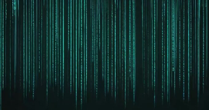 Abstract teal digital code stream