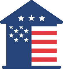 American flag house icon real estate patriotism