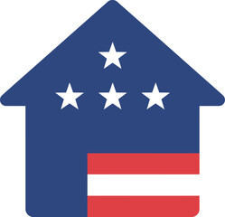 American dream home us flag house icon