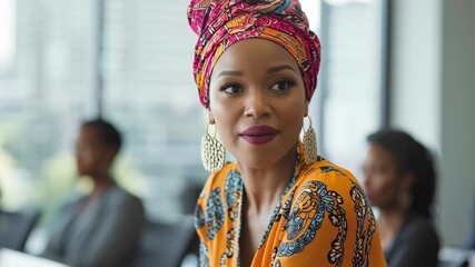 A confident Black female entrepreneur shares insights with fellow diverse business owners at a vibrant investment forum, showcasing leadership, opportunity and inclusion in modern commerce. - Powered by Adobe