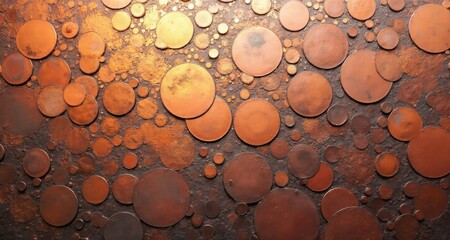 Abstract bronze circles on dark surface