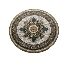 Intricate mosaic design gallery decorative elegant atmosphere top-down view isolated on transparent background, png