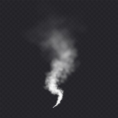 Smoke cloud isolated in transparent background. White realistic steam