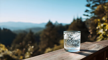 Refreshing Sparkling Water with Mountain View
