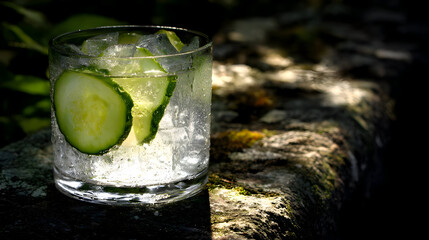 Refreshing Cucumber Gin and Tonic in the Summer Sun