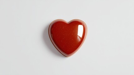 Fototapeta premium Top View of Heart-Shaped Chocolate Candy Isolated on White Background
