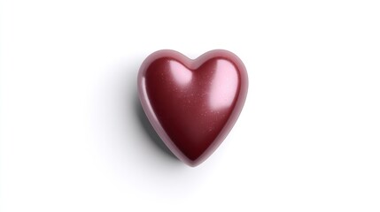 Obraz premium Heart-Shaped Chocolate Candy Isolated on White Background Top View