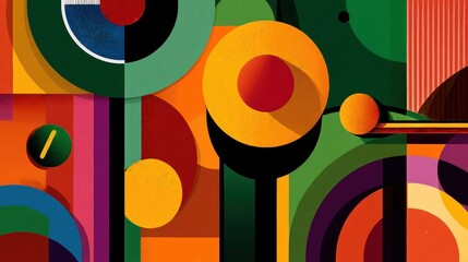 Colorful Abstract Geometric Shapes in Triangular Design Composition