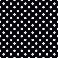 Seamless Polka Dot Pattern. Seamless Polka dot background. Geometric polka dot repeat pattern. White circles on a black background