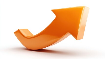 3D Orange Upward Arrow Isolated on White Background for Illustrations