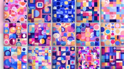 Colorful and Playful Geometric Pattern Collection in Vibrant Style