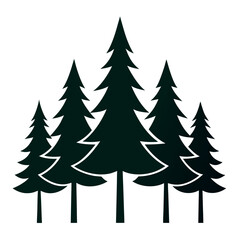 Creative pine tree icons silhouette isolated on white background