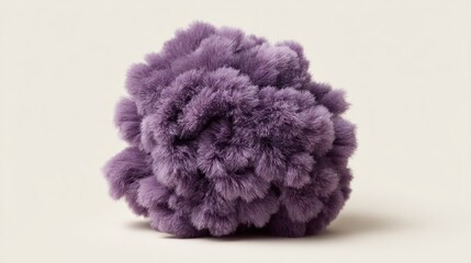 Fluffy Violet Fur Flower Shape in 3D Isolated Design on Background