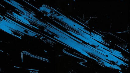 Abstract digital artwork with rough blue brush strokes on a black background, featuring expressive texture and high contrast.