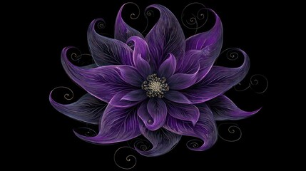 Beautiful Violet Flower Design with Intricate 3D Fur Shape
