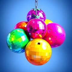 christmas balls on a blue background