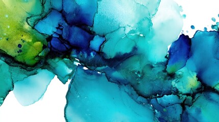 Fluid Abstract Watercolor Background in Blue and Green Tones