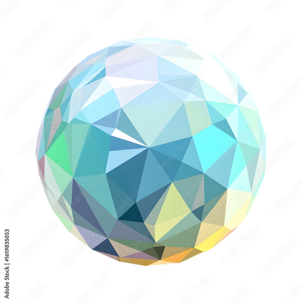 Poster abstract geometric sphere with triangular facets creates a modern and decorative design element for 