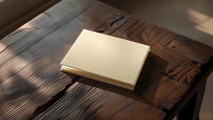 Blank Greeting Card on Wooden Table