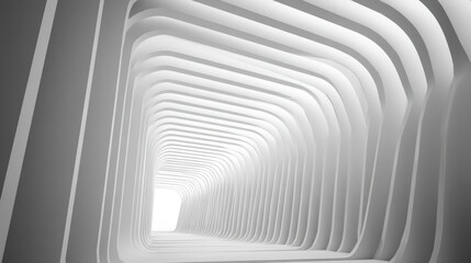 Abstract White Architectural Background with Flowing Waves Design