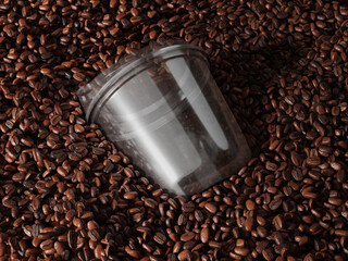 Plastic Cup Mockup with Coffee Beans