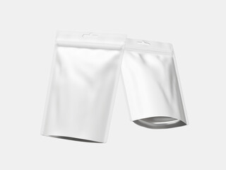 White Blank Two Food Pouch Packaging Mockup with Hang Hole