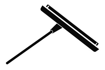 Black and White Icon of a Squeegee with a Handle for Cleaning Surfaces