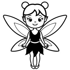 vector illustration of a fairy coloring page