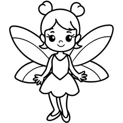 vector illustration of a fairy coloring page
