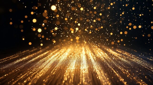 Golden Spotlight Illuminating an Exquisite Abstract Scene with Dynamic Light Trails and Texture