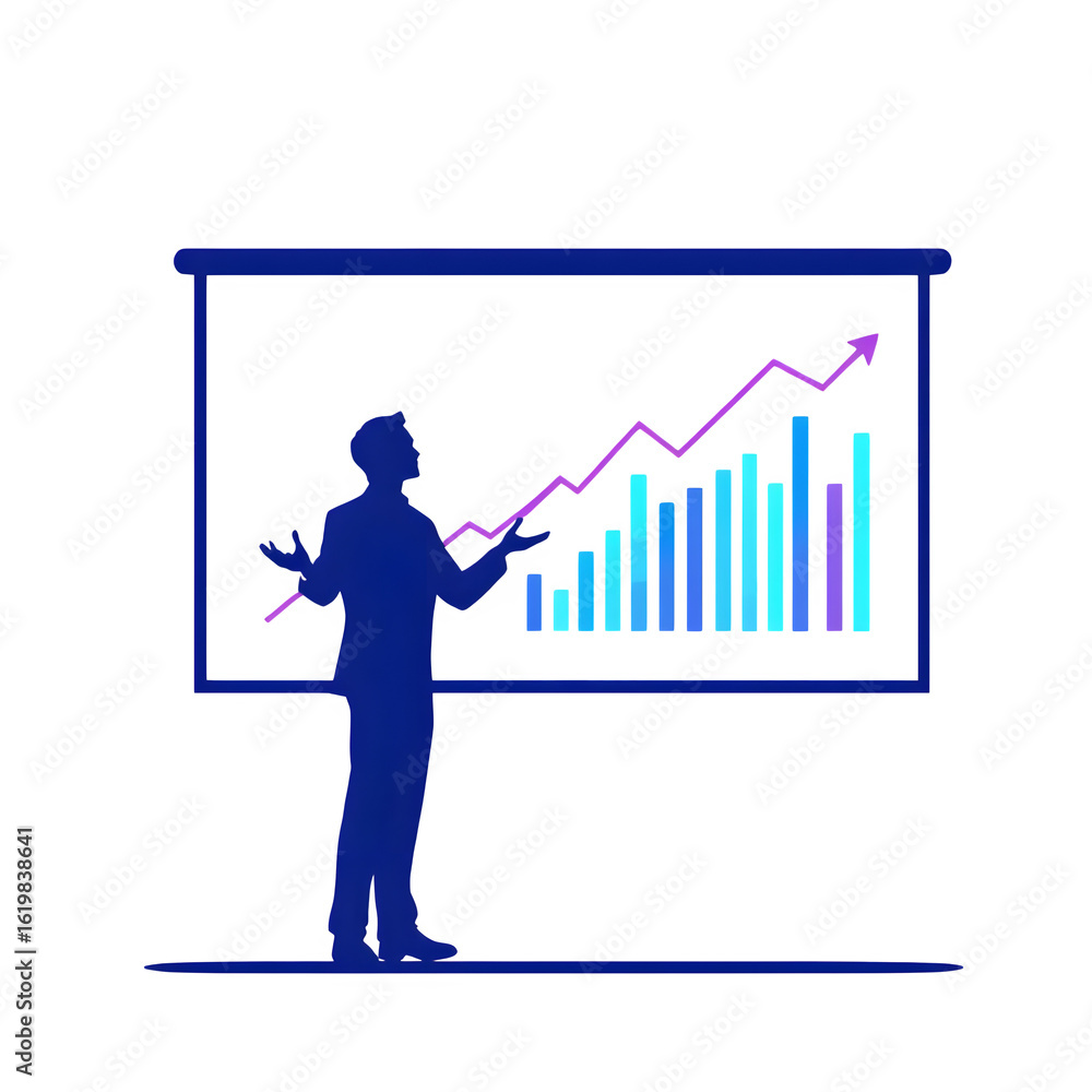 Poster a business presentation showing a graph with an upward trend to illustrate success and growth in the