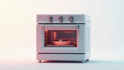 Fototapeta premium Light gray oven with glowing interior.