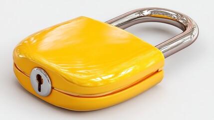 3D Yellow Padlock Design on Transparent Background for Security Use