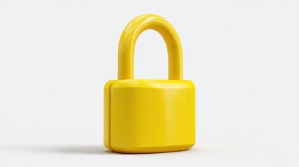 Yellow Padlock 3D Render on Transparent Background for Security Concept