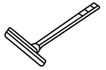 Simplified Black Outline Illustration of a Window Squeegee Cleaning Tool on a Plain Background