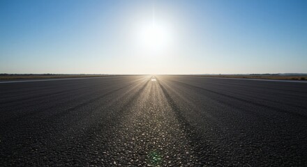 Naklejka premium Runway to the Sun A Horizon of Possibilities on an Empty Highway.
