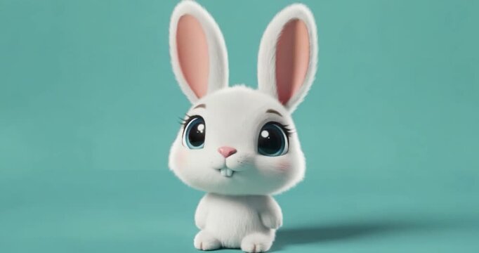 Adorable animated white rabbit