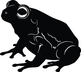 Amphibian Frog Silhouette Vector Illustration: Black and White Design for Nature, Wildlife, and Pond Themes.