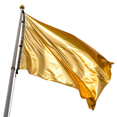 Golden Flag Waving on a Flagpole Success Victory Achievement Symbol on transparent background