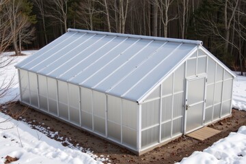 greenhouses with sloped roofs allow better rain runoff and improved solar gain angles during winter increasing efficiency for cold weather crop cultivation.