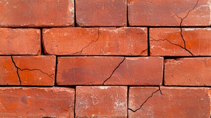 Fototapeta premium Cracked Red Brick Wall Texture Background