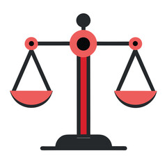 Realistic balance scale vector icon for justice and equilibrium
