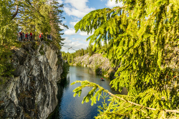 Landscape of the mountain park Ruskeala in the Republic of Karelia