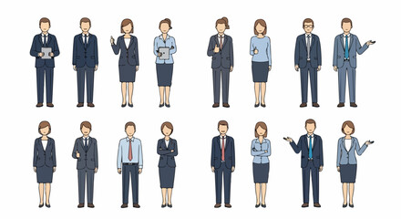 Businesspeople Group Collection of Professionals in Formal Attire
