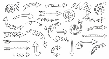 Obraz premium Collection of Hand Drawn Arrows and Swirls for Design