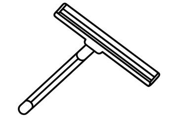Simple Black Outline Drawing of TShaped Squeegee for Cleaning Windows or Surfaces