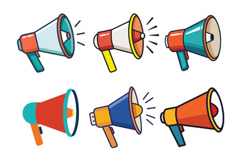 Announcement bullhorn Speaker Icon bundle Flat style Vector illustration.