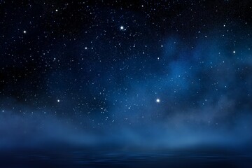 Star-filled dark blue night sky symbolizing the vastness of space and evoking a sense of wonder, mystery, and beauty, captured in a serene and expansive cosmic atmosphere with minimal light