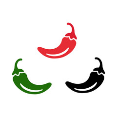 red, green, black chili for spice levels. hot chili peppers